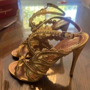 Alaia Gretchen gold strappy sandal